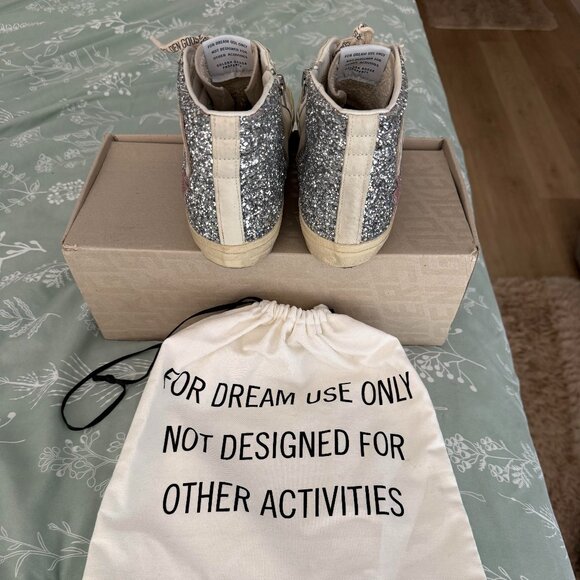 NEW Golden Goose Women's High-Top Sneaker Silver & Pink I Size 9 - Picture 4 of 6